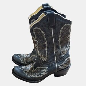 Rancher Boots Girls‎ Cross Wings Embroidered Pull On Western Boots 16 Cowgirl
